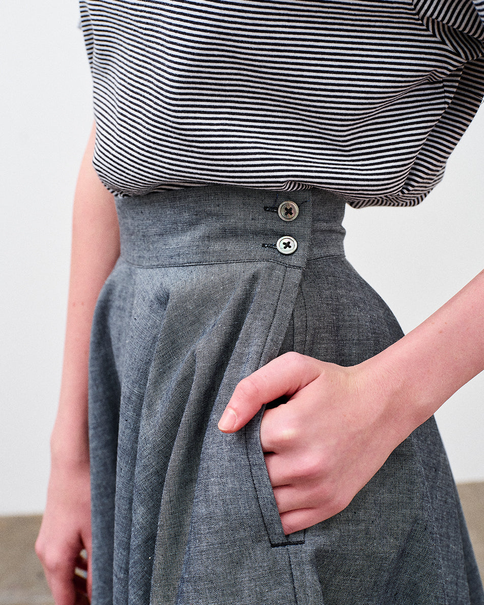 【 26SS 】ANATOMICA LADIES FRIDA SKIRT CHAMBRAY / BLACK