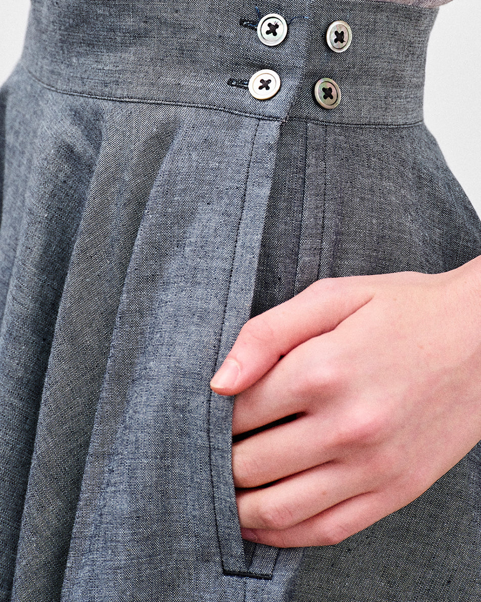 【 26SS 】ANATOMICA LADIES FRIDA SKIRT CHAMBRAY / BLACK