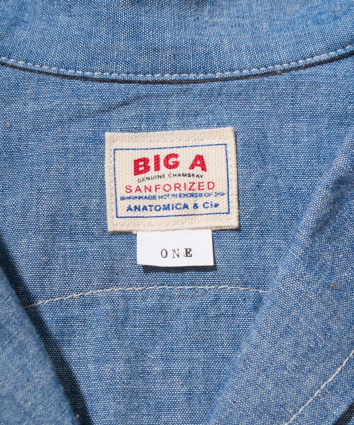 【 26SS 】ANATOMICA BIG A HARRISON SHIRT CHAMBRAY / INDIGO NON WASH