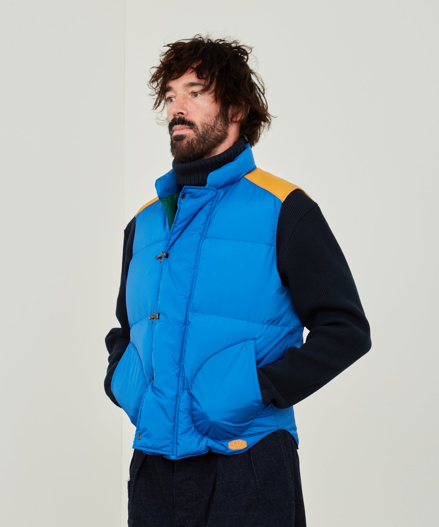 RMFC × Nigel Cabourn HERITAGE DOWN VEST CLIP / BLUE