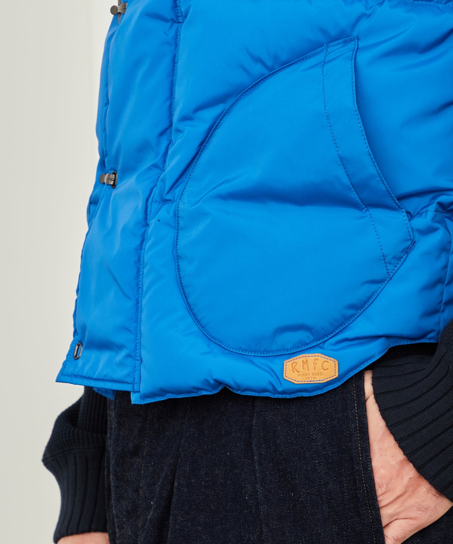RMFC × Nigel Cabourn HERITAGE DOWN VEST CLIP / BLUE