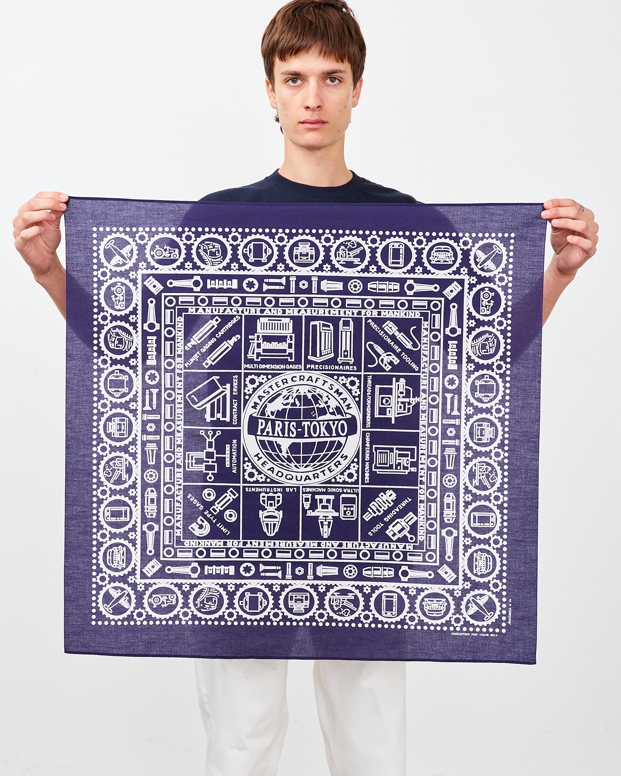 26SS 】ANATOMICA SCARF MASTER CRAFTSMAN / NAVY – A'r11551 FUKUOKA