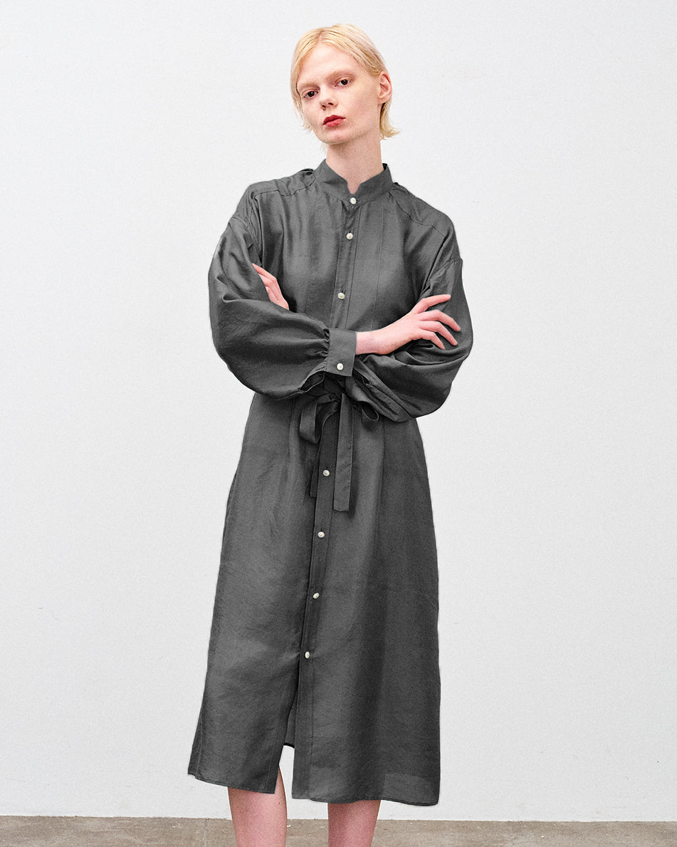 【 26SS 】ANATOMICA LADIES TUSCAN DRESS KHADI SILK / CHARCOAL