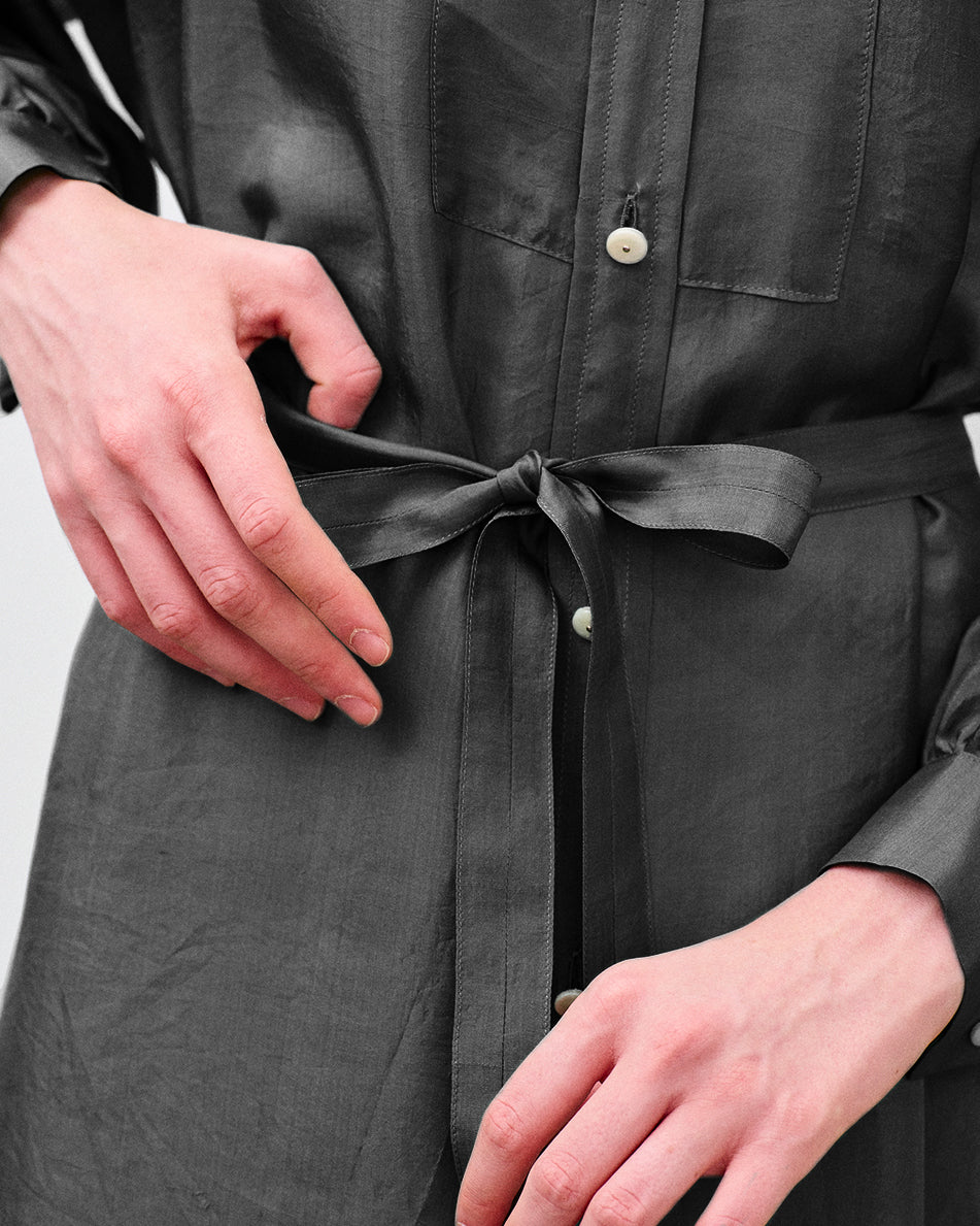 【 26SS 】ANATOMICA LADIES TUSCAN DRESS KHADI SILK / CHARCOAL