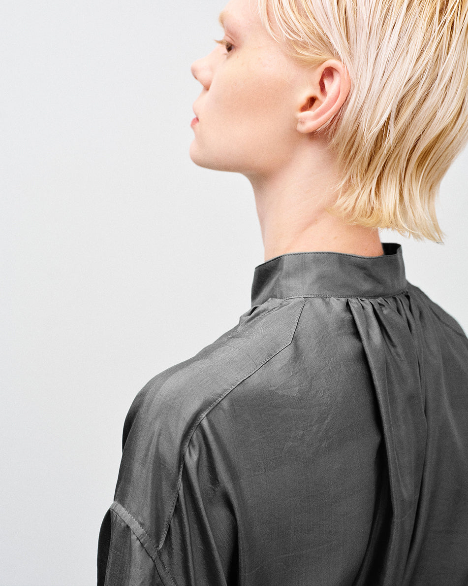 【 26SS 】ANATOMICA LADIES TUSCAN DRESS KHADI SILK / CHARCOAL