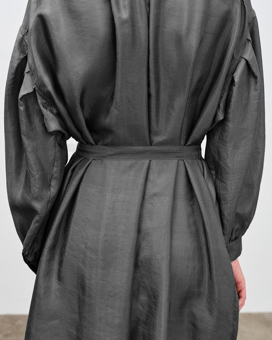 【 26SS 】ANATOMICA LADIES TUSCAN DRESS KHADI SILK / CHARCOAL