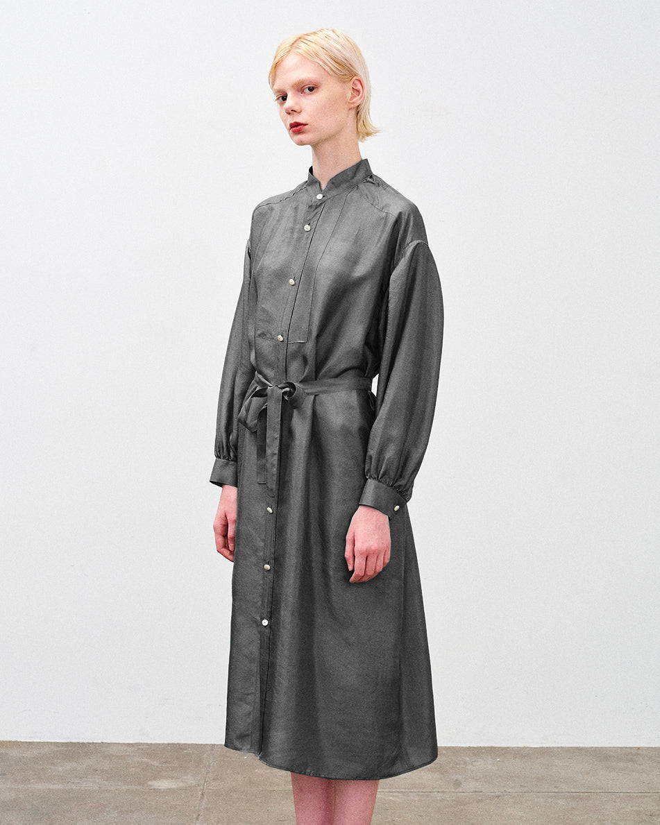 【 26SS 】ANATOMICA LADIES TUSCAN DRESS KHADI SILK / CHARCOAL
