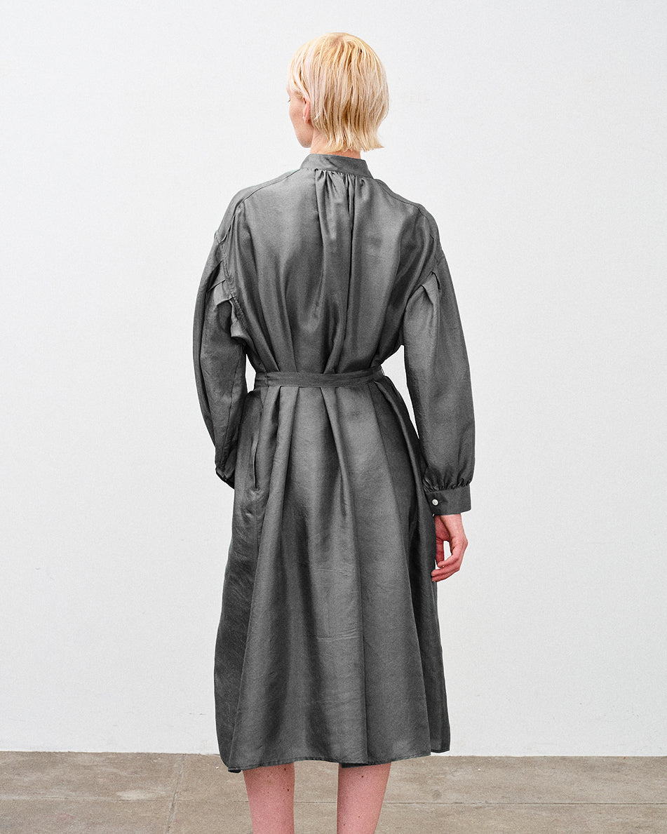 【 26SS 】ANATOMICA LADIES TUSCAN DRESS KHADI SILK / CHARCOAL