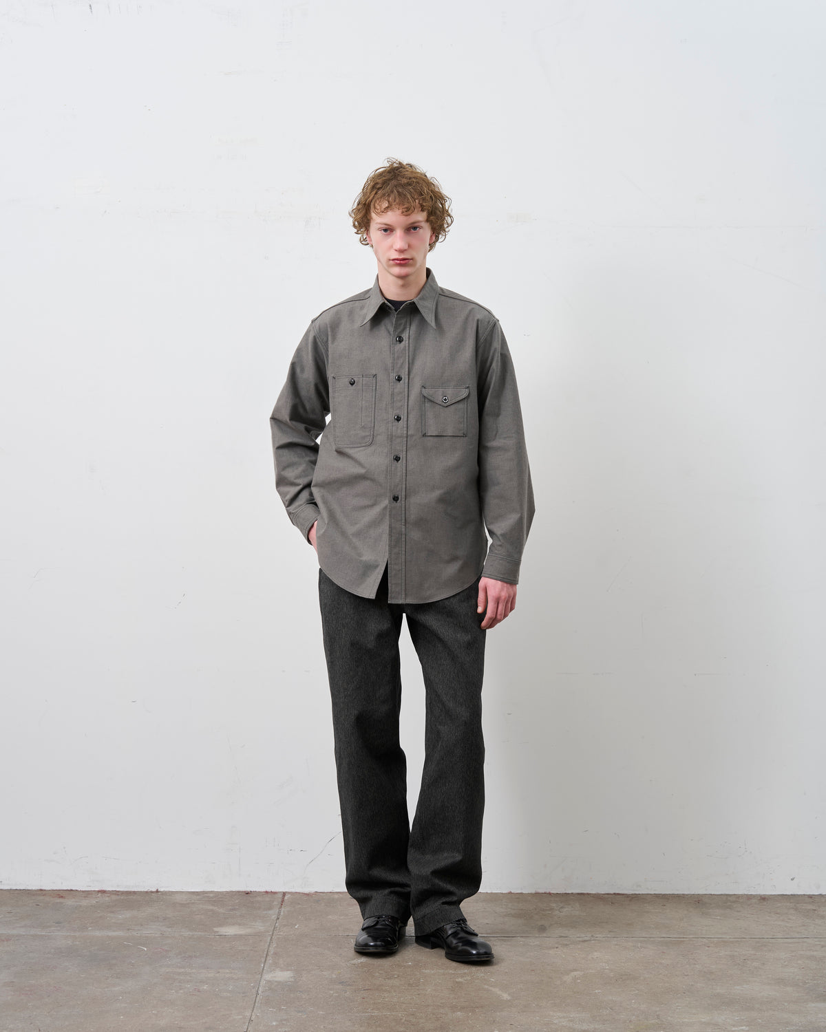 【 26FW 】BIGYANK Y1934 HEATHER CHAMBRAY SHIRT / GREY