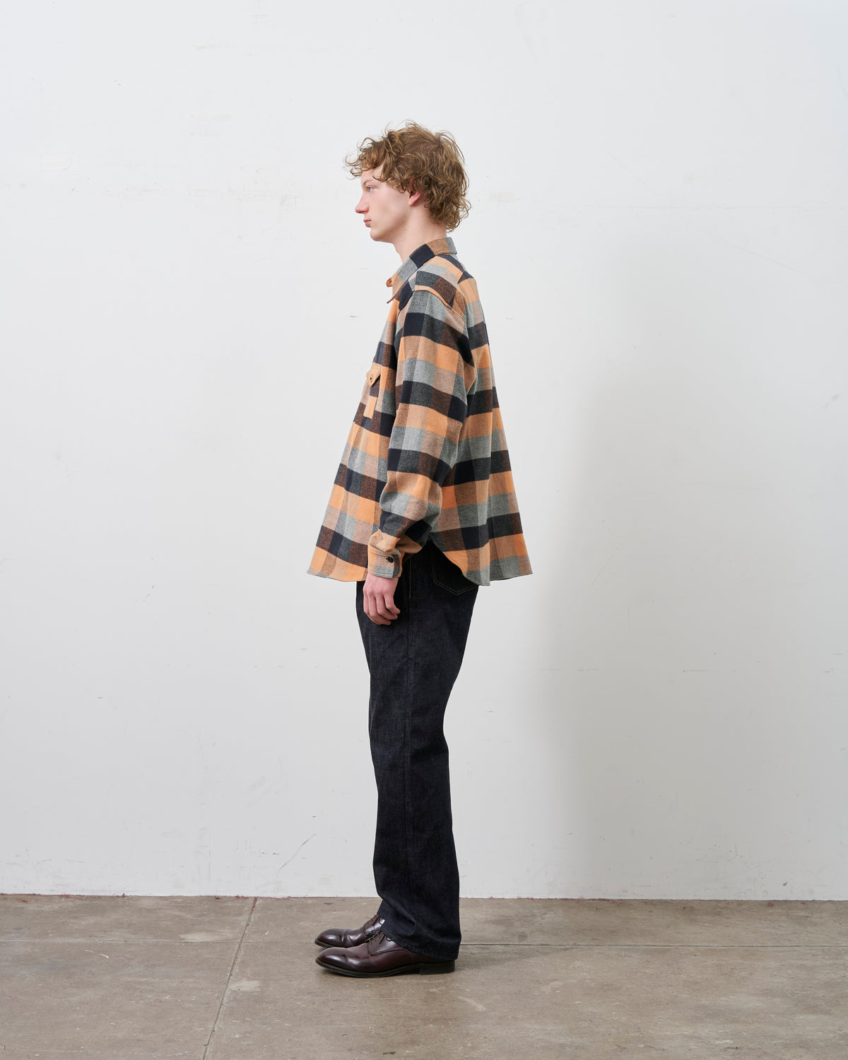 【 26FW 】BIGYANK Y1936 H-ZIP FLANNEL CHECK SHIRT / ORANGE