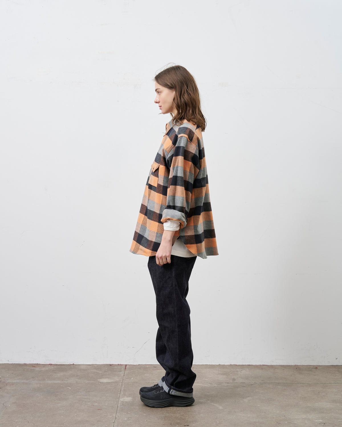 【 26FW 】BIGYANK Y1936 H-ZIP FLANNEL CHECK SHIRT / ORANGE