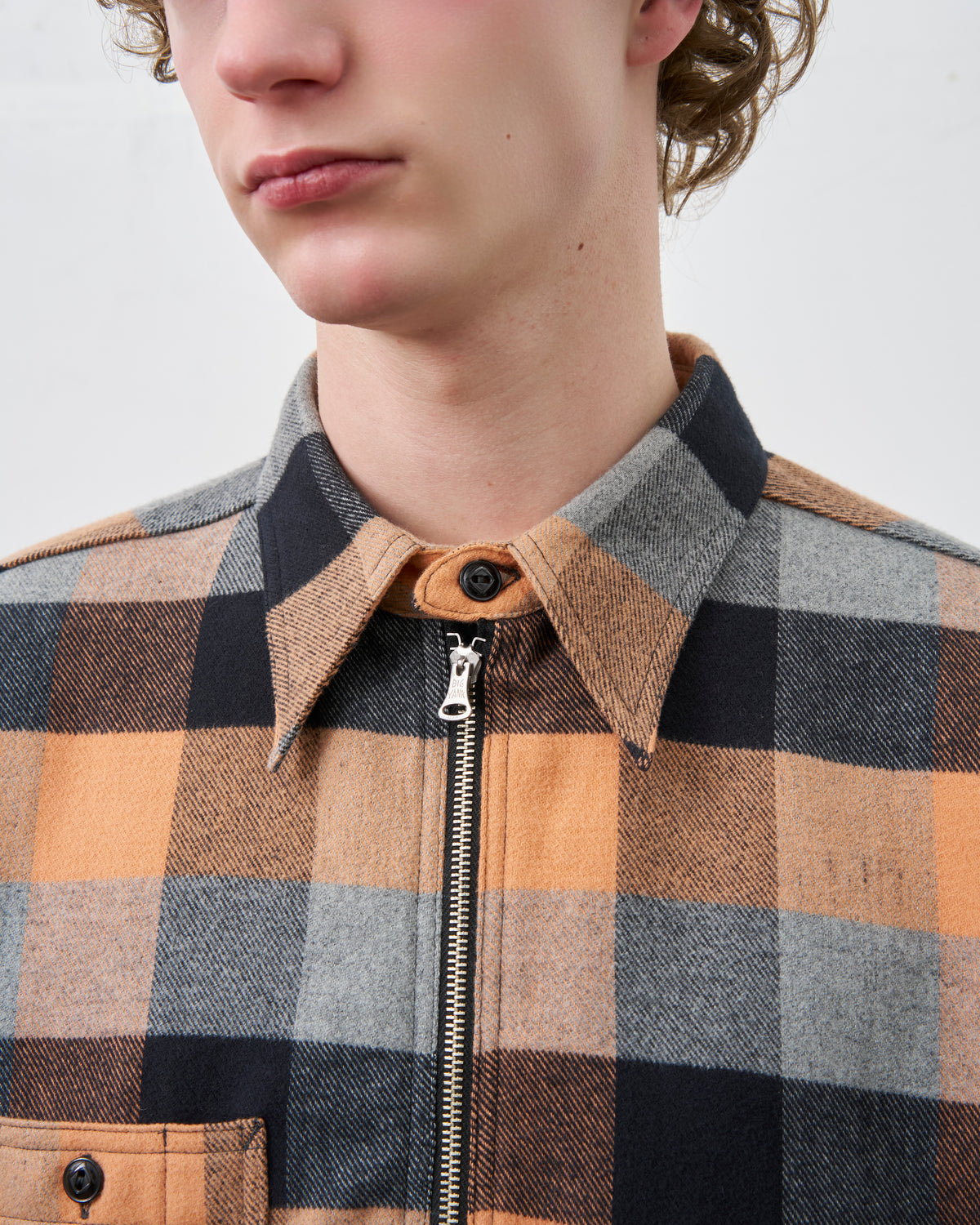 【 26FW 】BIGYANK Y1936 H-ZIP FLANNEL CHECK SHIRT / ORANGE