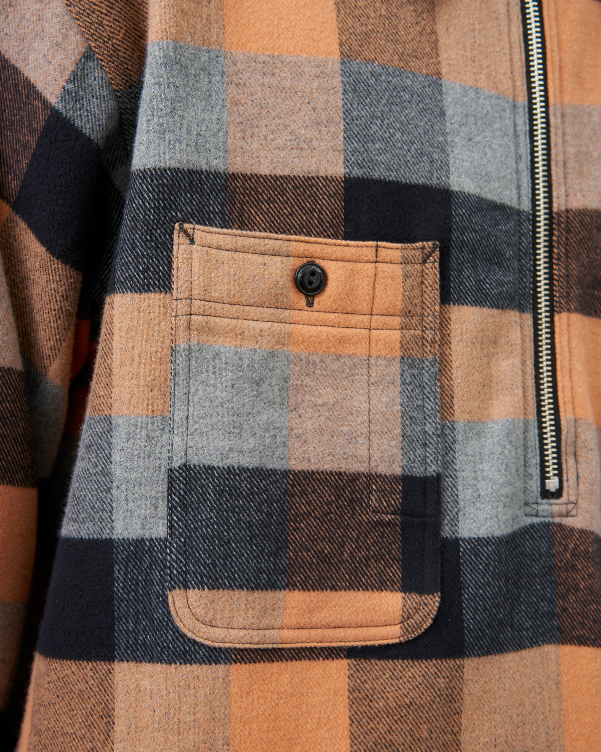 【 26FW 】BIGYANK Y1936 H-ZIP FLANNEL CHECK SHIRT / ORANGE