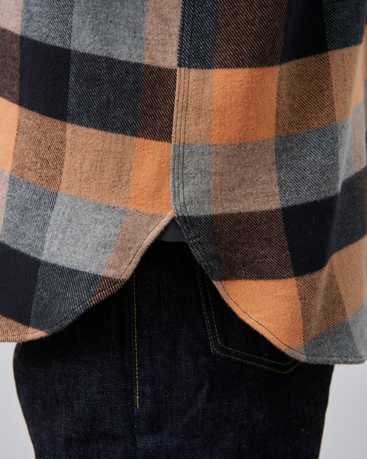 【 26FW 】BIGYANK Y1936 H-ZIP FLANNEL CHECK SHIRT / ORANGE