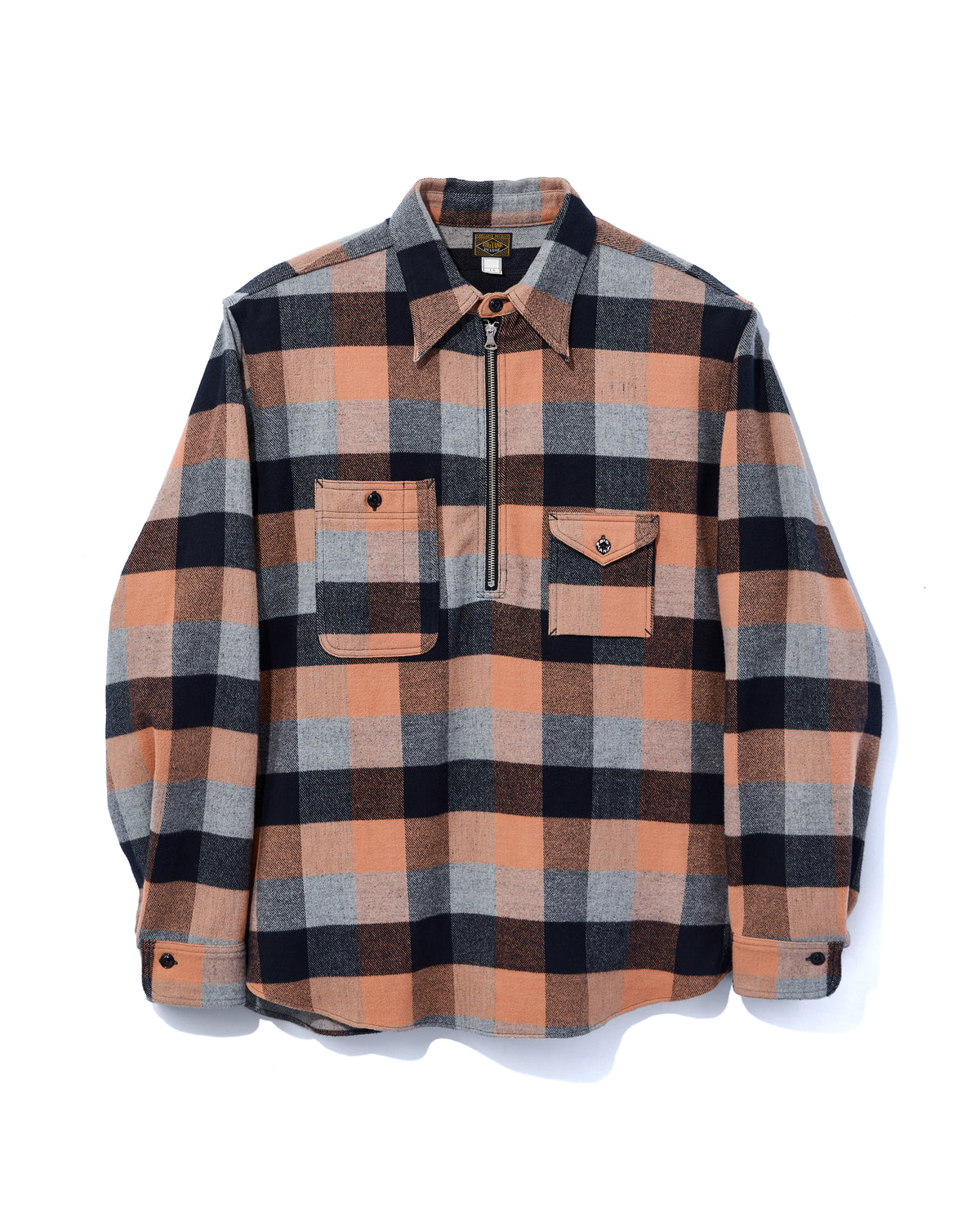 【 26FW 】BIGYANK Y1936 H-ZIP FLANNEL CHECK SHIRT / ORANGE