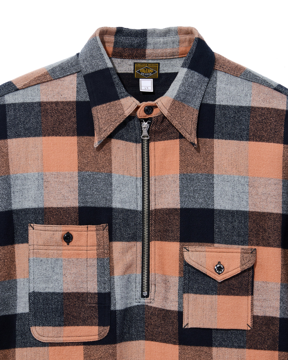 【 26FW 】BIGYANK Y1936 H-ZIP FLANNEL CHECK SHIRT / ORANGE