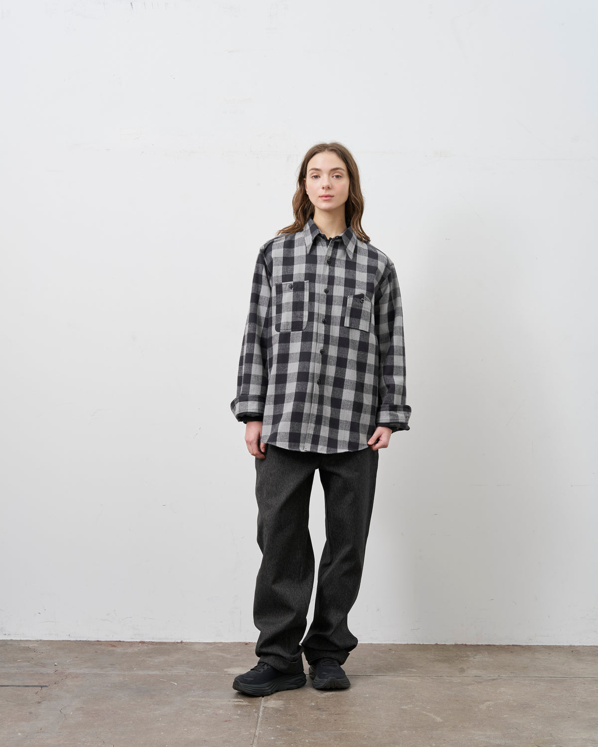 【 26FW 】BIGYANK Y1945 FLANNEL CHECK SHIRT / GREY