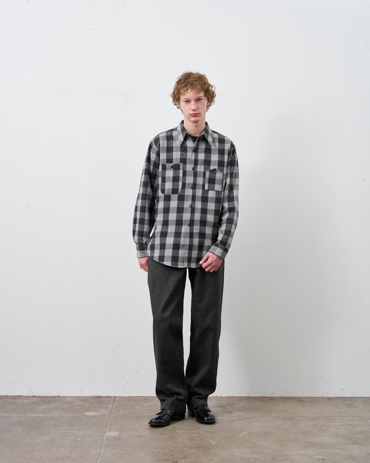 【 26FW 】BIGYANK Y1945 FLANNEL CHECK SHIRT / GREY