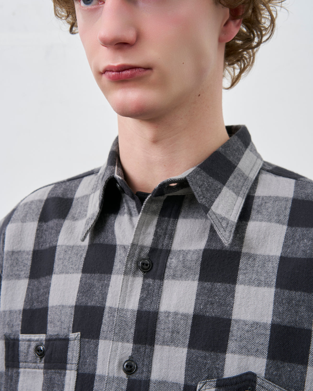 【 26FW 】BIGYANK Y1945 FLANNEL CHECK SHIRT / GREY