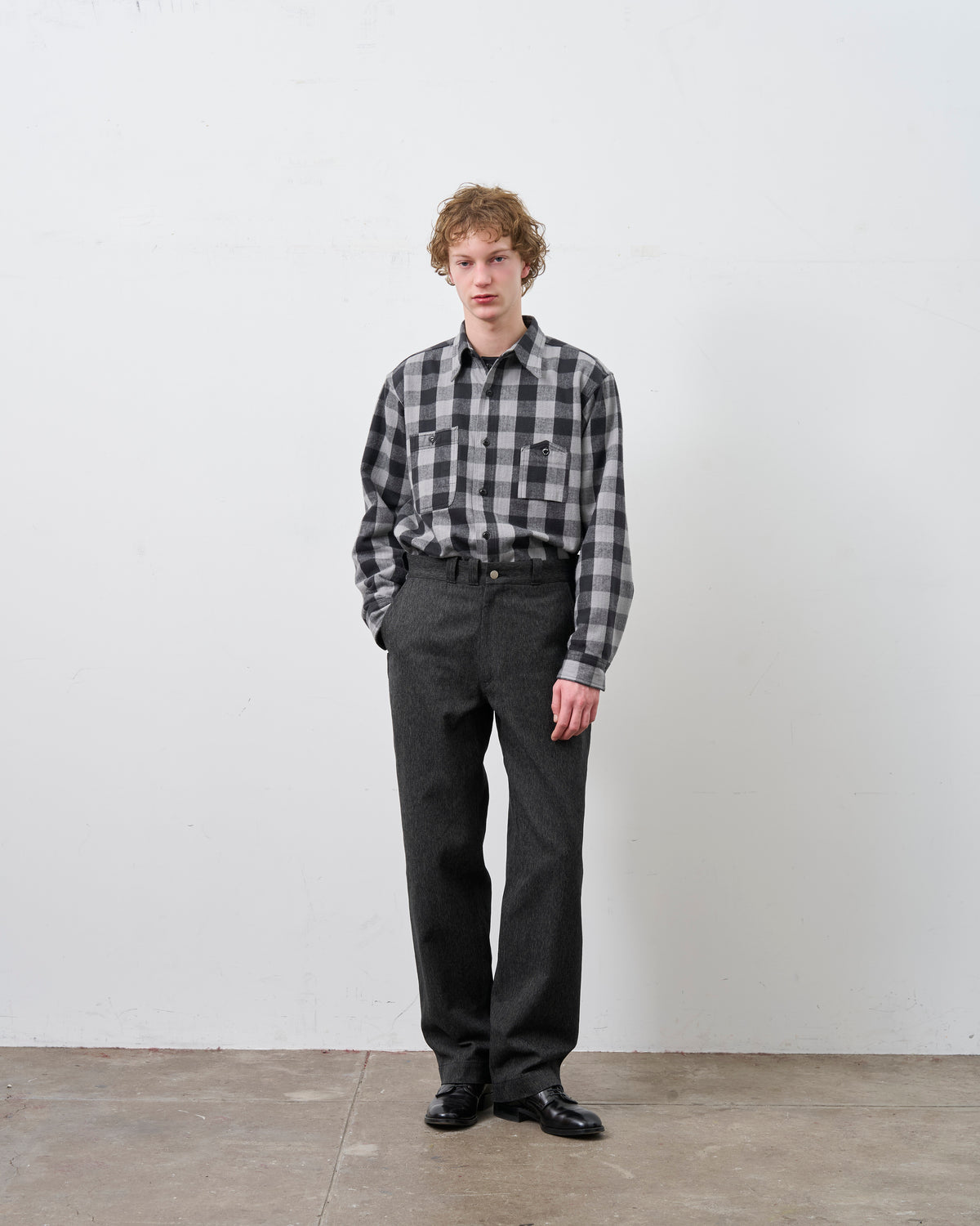 【 26FW 】BIGYANK Y1945 FLANNEL CHECK SHIRT / GREY