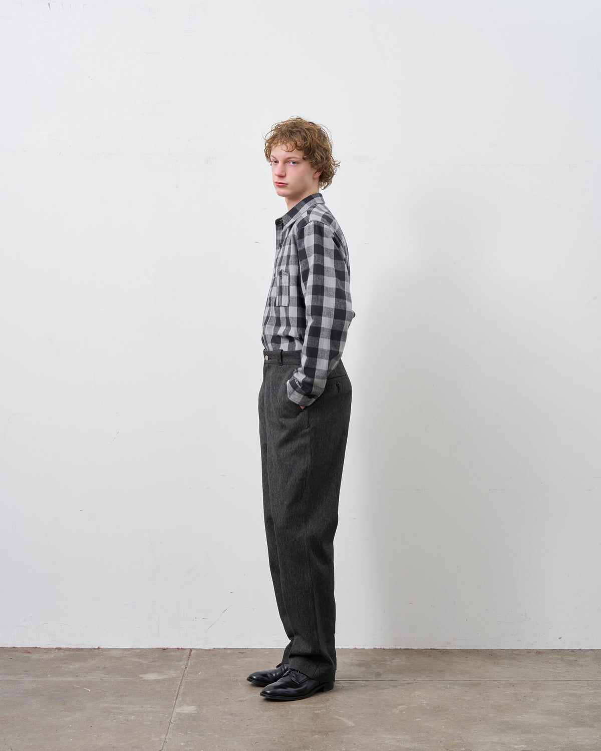 【 26FW 】BIGYANK Y1945 FLANNEL CHECK SHIRT / GREY
