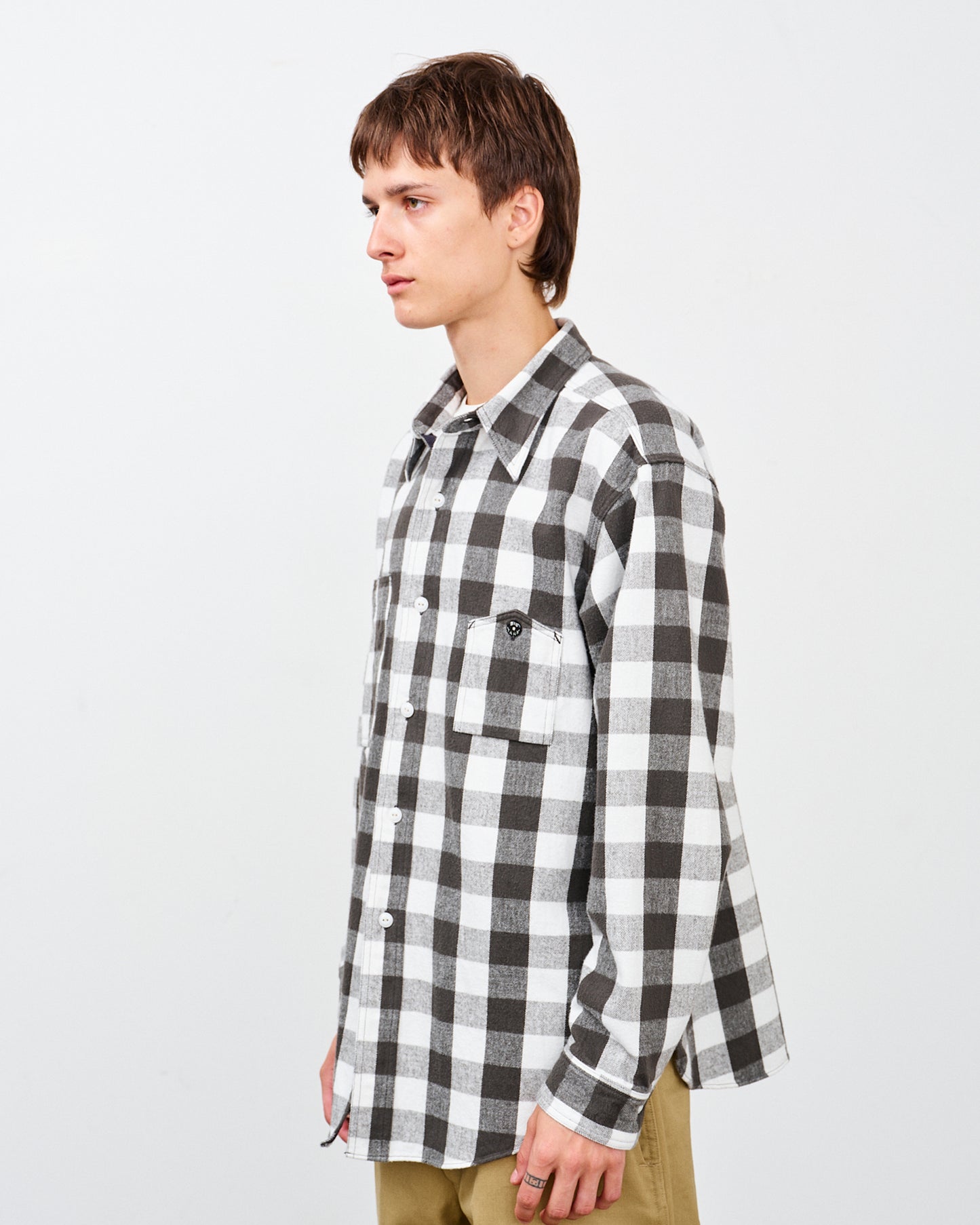【 26SS 】BIGYANK Y1945 FLANNEL SHIRT BROCK CHECK / WHITE