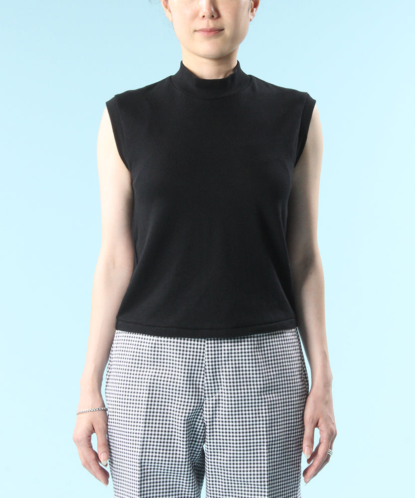 ANATOMICA MOCK NECK TEE SLEEVELESS  / BLACK