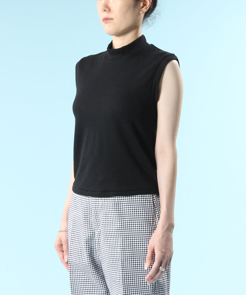 ANATOMICA MOCK NECK TEE SLEEVELESS  / BLACK