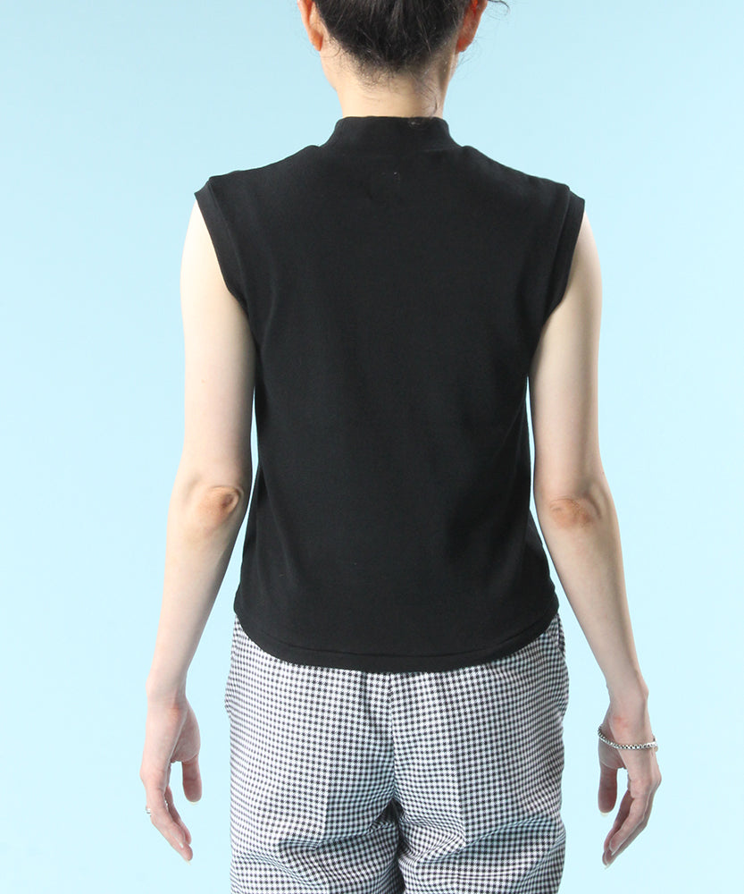 ANATOMICA MOCK NECK TEE SLEEVELESS  / BLACK